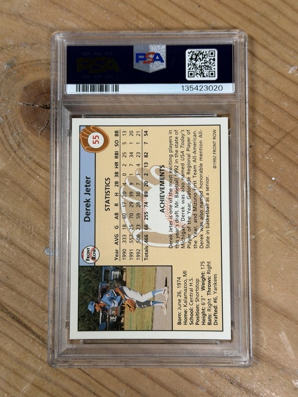 1992 Front Row Draft Picks #55 Derek Jeter ROOKIE RC PSA 10 GEM MINT LOW POP view 2
