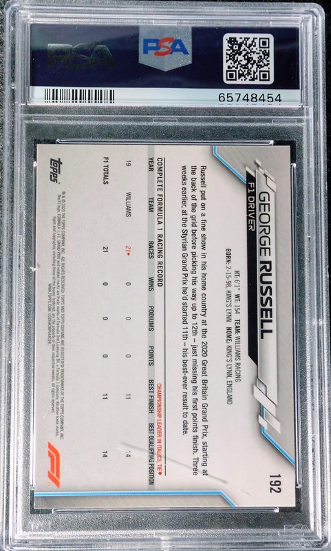 2020 Topps Chrome George Russell PSA 10 Formula 1 #192 Rookie RC F1 GEM MT view 2