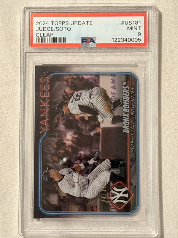 PSA 9 Aaron Judge / Juan Soto 2024 Topps Update Clear #US181 /10 #4/10