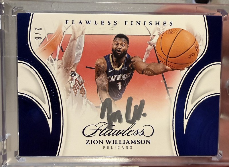 Zion Williamson 2024-25 Panini Flawless Finishes On Card Auto Pelicans #/8 MINT