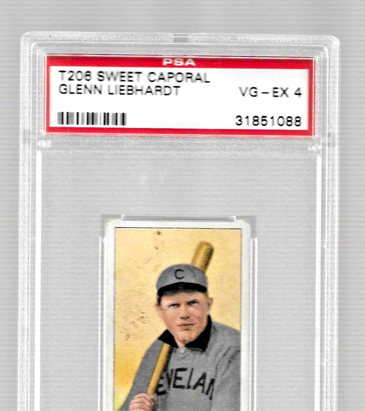 1909-11 T206 SWEET CAPORAL 150 TOBACCO BASEBALL CARD PSA 4 GLENN LIEBHARDT NAPS view 2