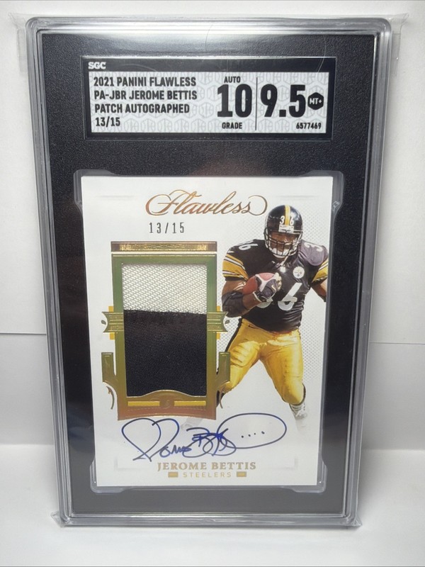 2021 Panini Flawless Jerome Bettis Game Used Patch Auto /15 SGC 9.5/10 PR-JBR
