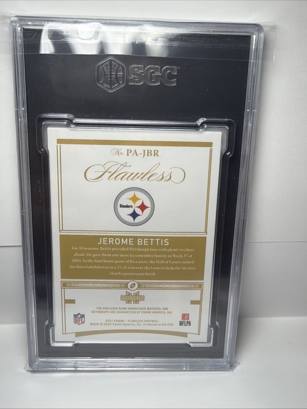 2021 Panini Flawless Jerome Bettis Game Used Patch Auto /15 SGC 9.5/10 PR-JBR view 2