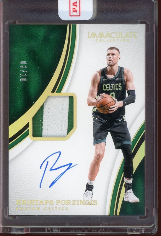 Kristaps Porzingis 2024/25 Panini Immaculate Gold 2 Clr Patch Jsy Auto (03/10)