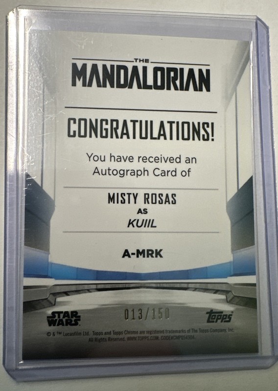 2022 Topps Chrome Star Wars Mandalorian Misty Rosas as Kuiil AUTO 013/150 view 2