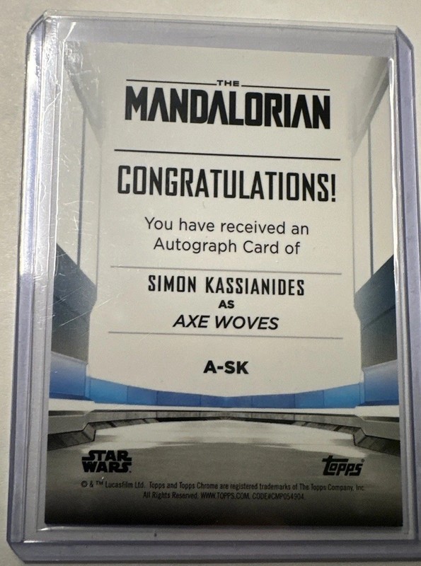 2022 Topps Chrome Star Wars Mandalorian Simon Kassianides as Axe Woves AUTO view 2