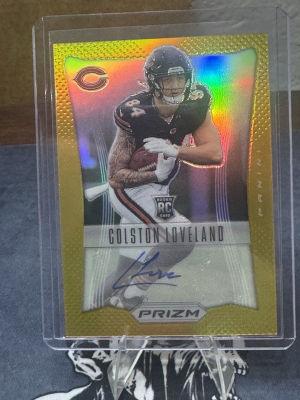 Colston Loveland 2025 Panini Prizm Football Gold Auto 01/10