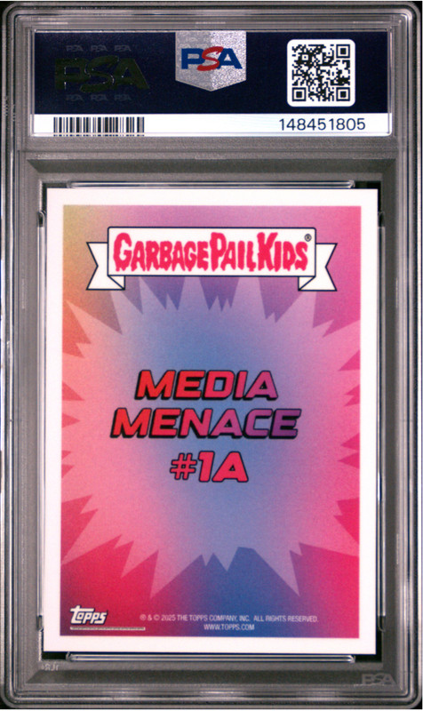 QTY 2025 TOPPS GPK Garbage Pail Kids MEDIA MENACE #1A SIX SEVERIN 67 PSA 10 view 2
