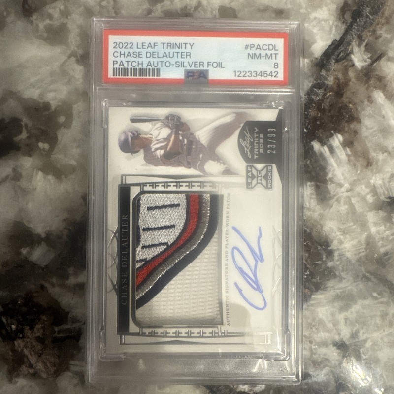 Holiday sale ! 🔥 Trinity Chase Delauter RC Auto Patch Silver Foil #/99 PSA 8