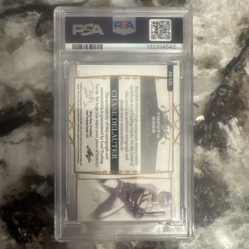 Holiday sale ! 🔥 Trinity Chase Delauter RC Auto Patch Silver Foil #/99 PSA 8 view 2