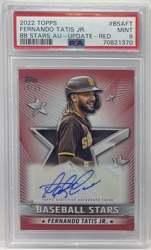 2022 Topps Update Baseball Stars Red 19/25 Fernando Tatis Jr PSA 9 MINT Auto