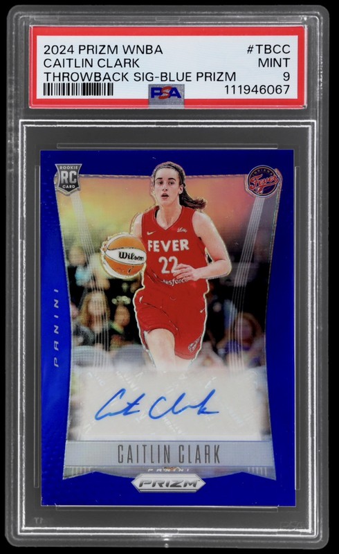 2024 Prizm WNBA Throwback Caitlin Clark RC AUTO Blue #/75 PSA 9 - Indiana Fever