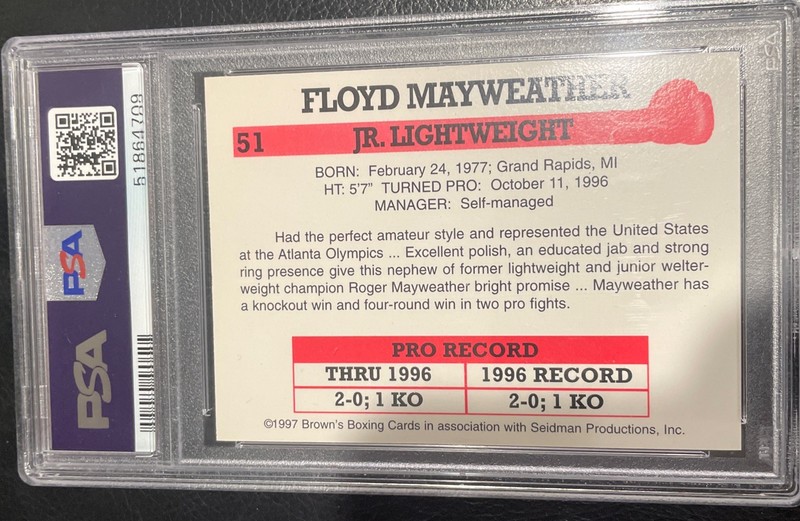FLOYD MAYWEATHER JR. ~ 1997 Brown’s Boxing ROOKIE CARD PSA 9 Mint view 2