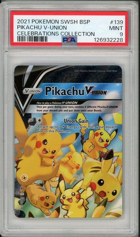 2021 Pokemon Black Star Promo Pikachu V Union Celebrations Collection #132 PSA 9