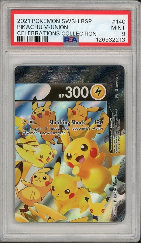 2021 Pokemon Black Star Promo Pikachu V Union Celebrations Collection #140 PSA 9