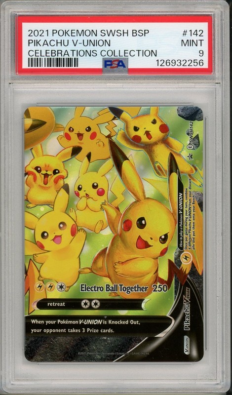 2021 Pokemon Black Star Promo Pikachu V Union Celebrations Collection #142 PSA 9