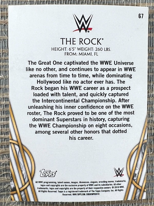 The Rock 2018 Topps Legends of the WWE #67 Dwayne Johnson view 2
