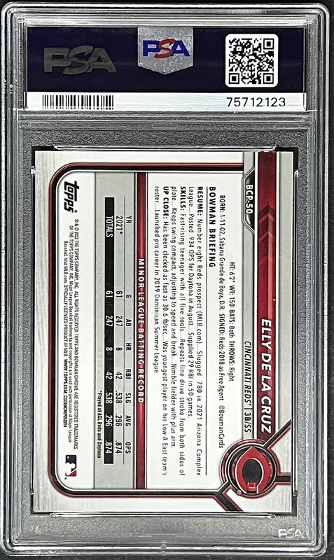Elly De La Cruz PSA 10 - 2022 Bowman Chrome #BCP-50 MEGA BOX MOJO - Reds view 2