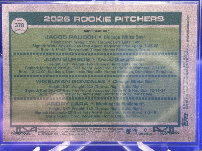 2026 Topps Heritage #378 The Rookies Superfractor 1/1 SSSP! Rare view 2