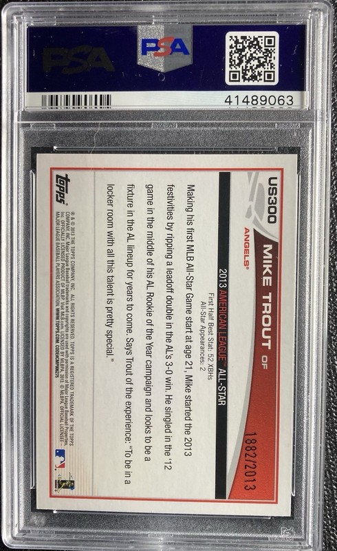 2013 Topps Update MIKE TROUT #US300 GOLD PSA 8.5 NM-MN+ view 2