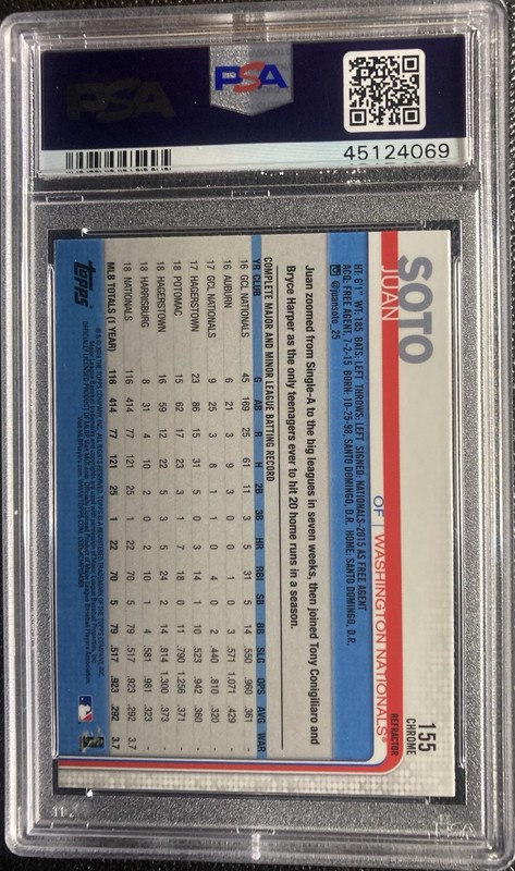 2019 Topps Chrome JUAN SOTO #155 X-Fractor  PSA 10 GEM MINT view 2