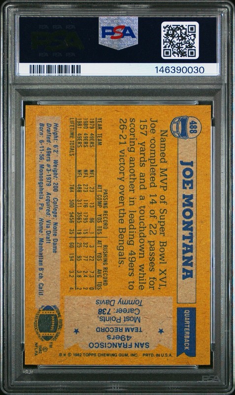 Joe Montana PSA 9 - 1982 Topps #488 ALL-PRO - 2nd Year - CENTERED / NICE COLOR view 2