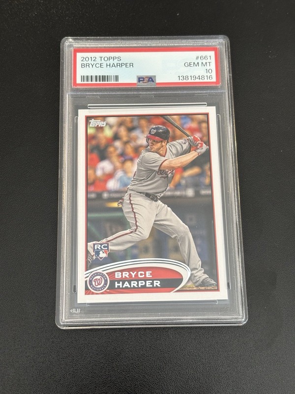 2012 Topps - Bryce Harper #661 Batting, Blue Helmet (RC) - PSA 10