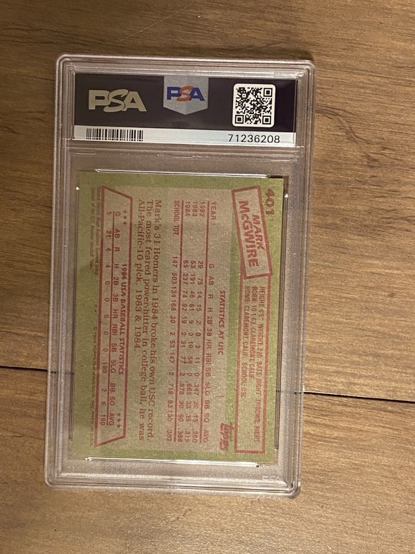 1985 TOPPS MARK MCGWIRE RC 1984 USA OLYMPIC BASEBALL TEAM #401 PSA 9 FREE SHIP view 2