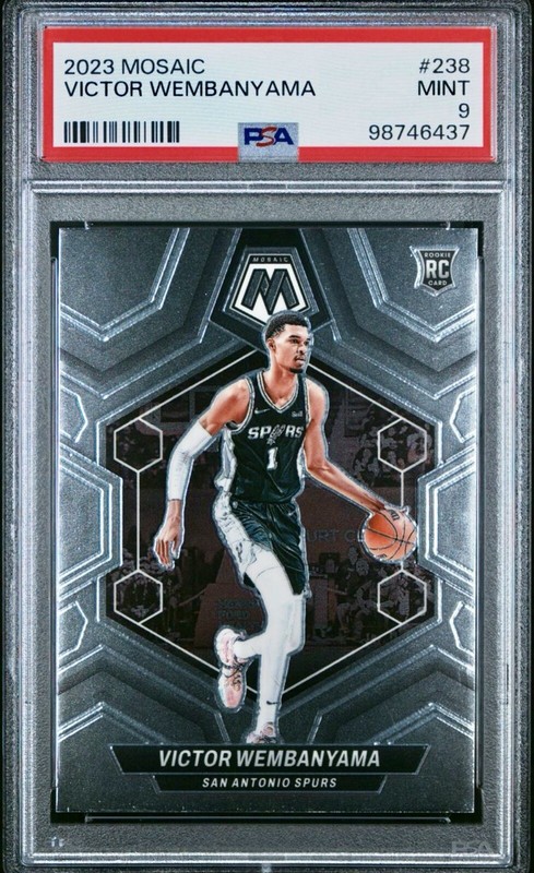 VICTOR WEMBANYAMA 🏀 PSA 9 MINT 2023 PANINI MOSAIC #238 🏀 ROOKIE 👽 G.O.A.T 👽
