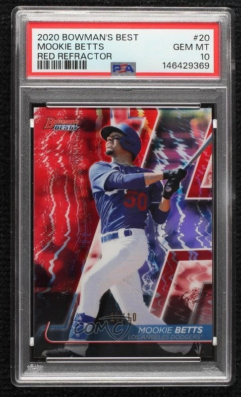2020 Bowman's Best Red Refractor 10/10 Mookie Betts #20 PSA 10 GEM MT