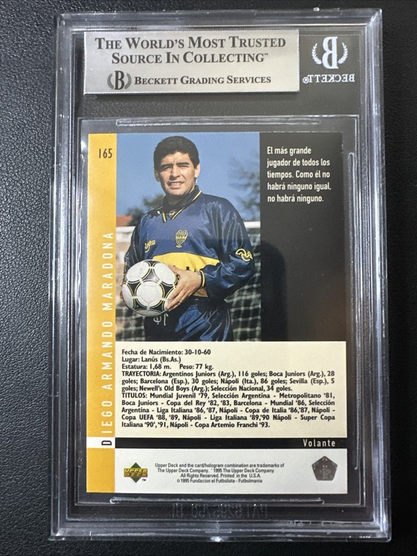 1995 UPPER DECK DIEGO MARADONA ARGENTINO #9 BGS 8 NEAR MINT view 2