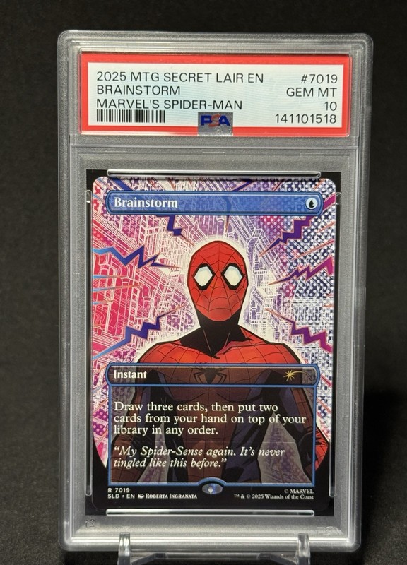 2025 MTG SECRET LAIR DROP MARVEL'S SPIDER-MAN #7019 BRAINSTORM PSA 10