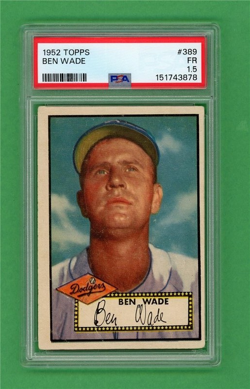 1952 Topps #389 Ben Wade *PSA FR 1.5* Brooklyn Dodgers High Number baseball card