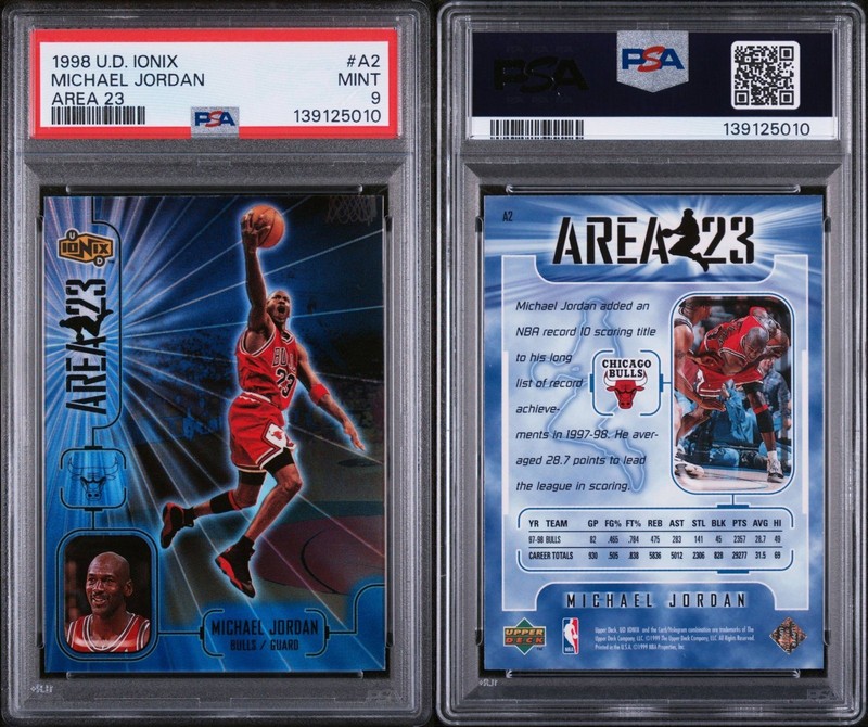 1998 UD Ionix Michael Jordan Area 23 #A2 PSA 9 MINT Chicago Bulls