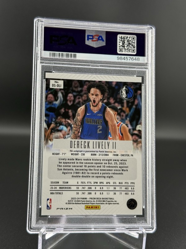 2023 Prizm Deca - Dereck Lively Auto #DS-DLI Gold Shimmer /10 (RC) GEM PSA 10 view 2