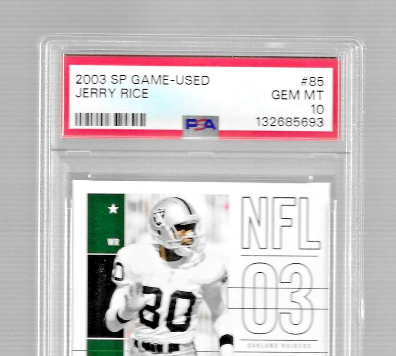 2003 SP GAME USED EDITION FOOTBALL CARD #85 HOF JERRY RICE PSA 10 POP 5 RAIDERS view 2