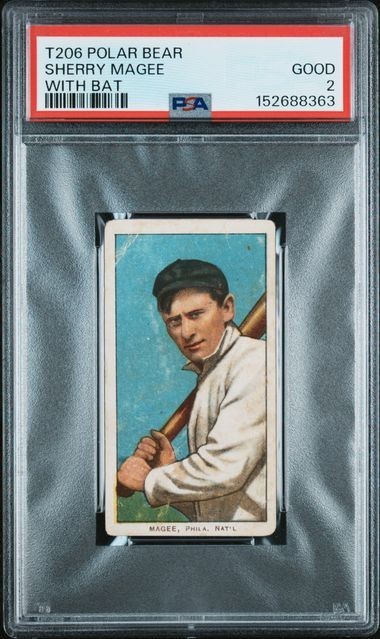 1909-11 T206 Polar Bear SHERRY MAGEE "w/ Bat" Rookie Card (RC) - PSA 2