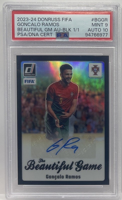 2023-24 Donruss #BG-GR Goncalo Ramos The Beautiful Game Auto Black 1/1 PSA 9 SSP