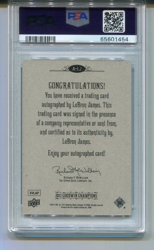 2011 Goodwin Champions Lebron James Autographs On Card Auto #ALJ PSA 9 view 2