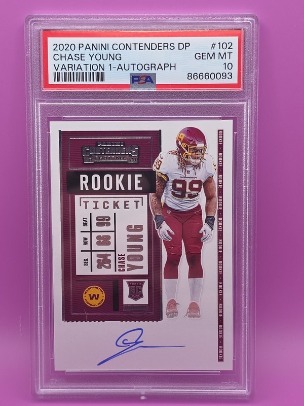 Chase Young 2020 Panini Contenders RC Rookie Ticket 1-Auto Variation #102 💎 10
