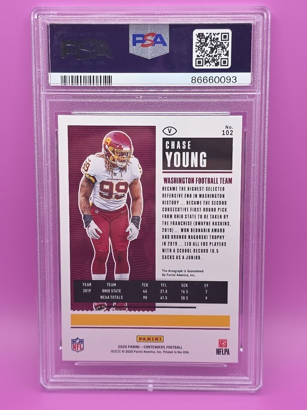 Chase Young 2020 Panini Contenders RC Rookie Ticket 1-Auto Variation #102 💎 10 view 2