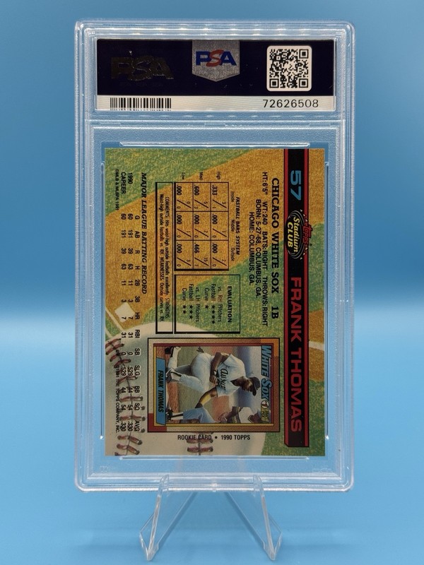 1991 Topps Stadium Club Frank Thomas #57 - PSA 9 MINT Chicago White Sox view 2