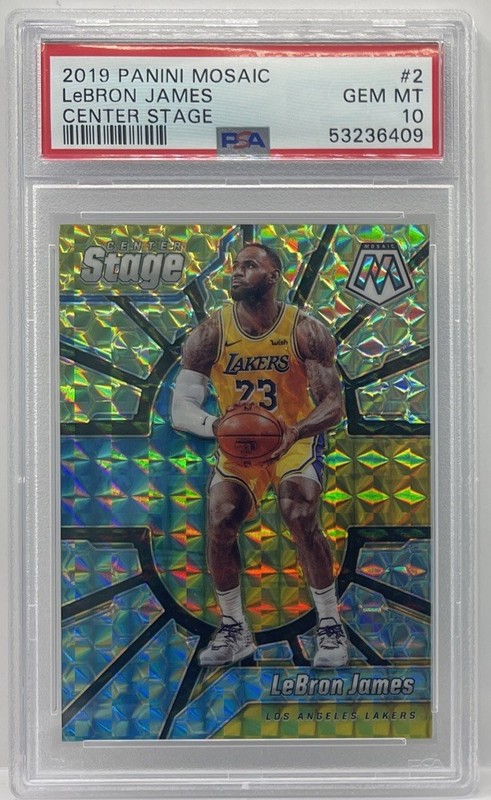 2019-20 Panini Mosaic LeBron James Center Stage #2 Lakers PSA 10 GEM SP SSP