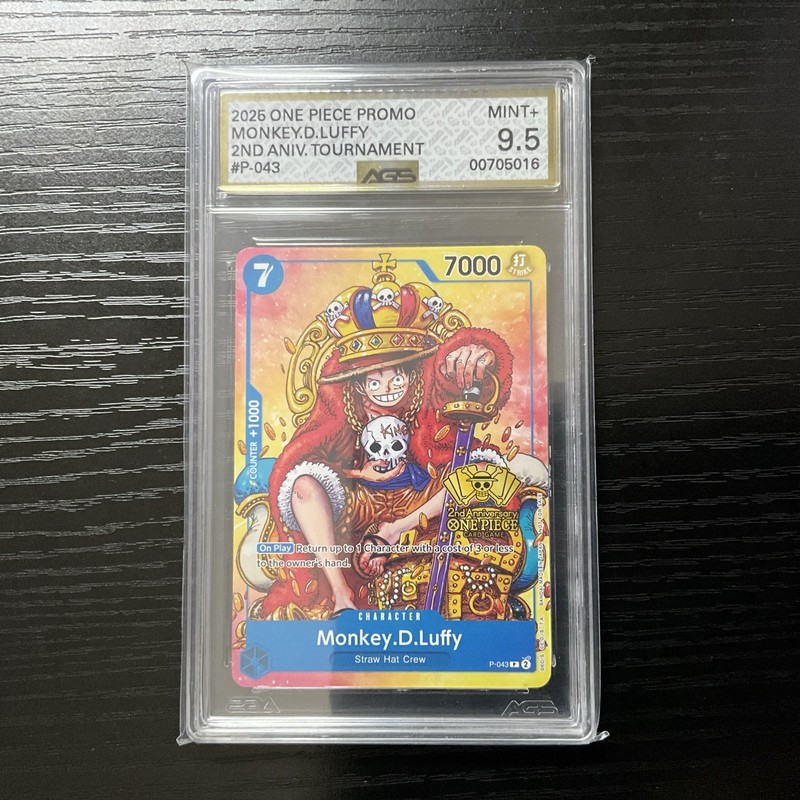 One Piece Card Game 🏴‍☠️P - 043 MONKEY D LUFFY PROMO "STAMPED" Graded AGS 9.5