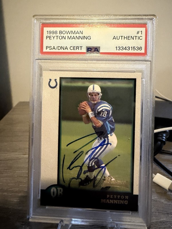 Bowman Autographed Rookie Peyton Manning #1 1998 PSA/DNA 133431536 Colts
