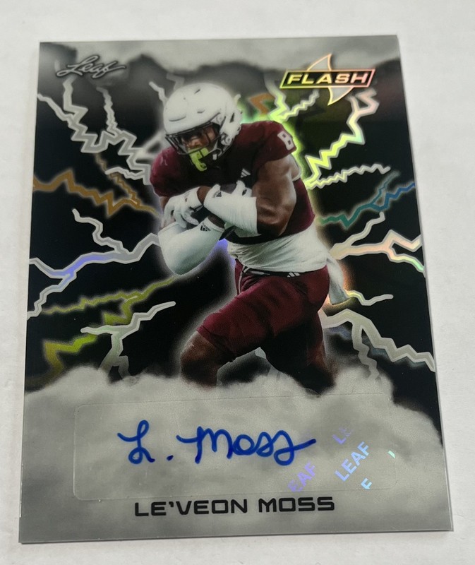 Le’Veon Moss 2025 Leaf Flash 1/1 Rookie Auto Miami Dolphins RC