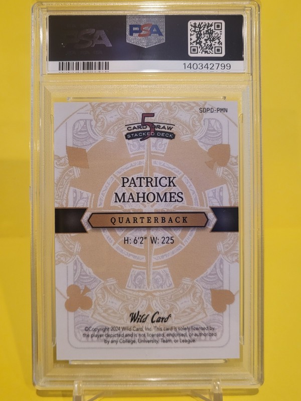 2024 WILD CARD 5 CARD DRAW SD PATRICK MAHOMES SNGL TEN-D-M-J- PLATNUM 1/1 PSA 10 view 2