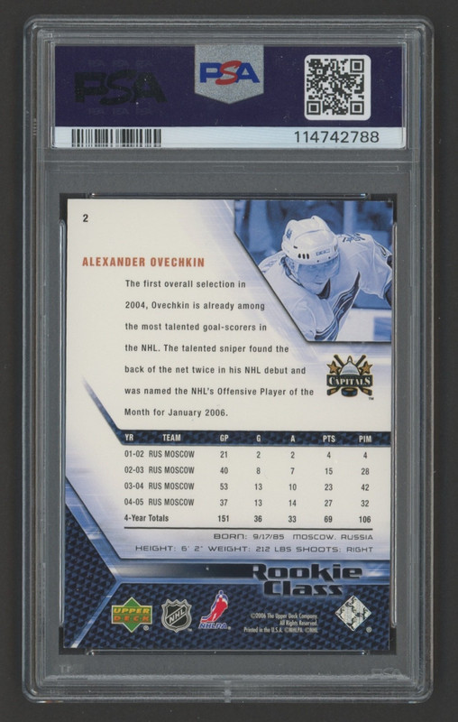 2005 Upper Deck #2 ALEX OVECHKIN ROOKIE CLASS PSA 9 MINT "New to the Hobby" view 2