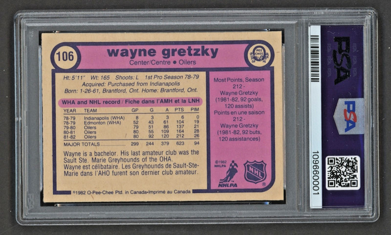 1982 O-Pee-Chee #106 WAYNE GRETZKY PSA 9 MINT "New to the Hobby" view 2
