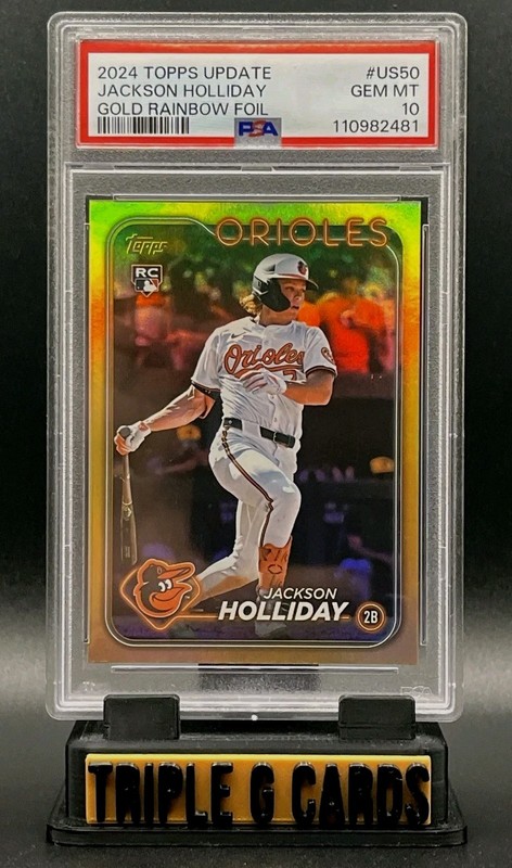 Jackson Holliday RC PSA 10 2024 Topps Update Gold Foil US50 Orioles